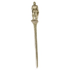 Cast Silver Letter Opener Featuring An Armoured Knight London 1928 G Stockwell