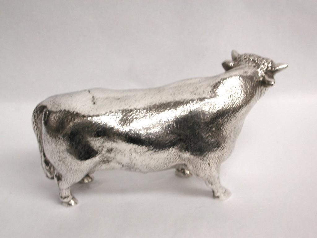 Cast Silver Plated Bull, circa 1950 2