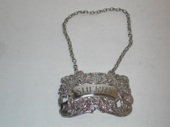 Cast Silver Sherry Label with Grape and Vine and Foxes, Dated 1967, London