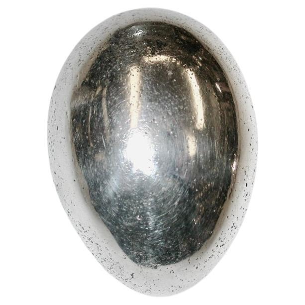 Cast Solid Silver Egg, London Assay, Queen Elizabeth's Silver Jubillee Mark, 1977