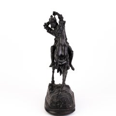 Cast Spelter Sculpture of Knight on Rearing Horse 19th Century