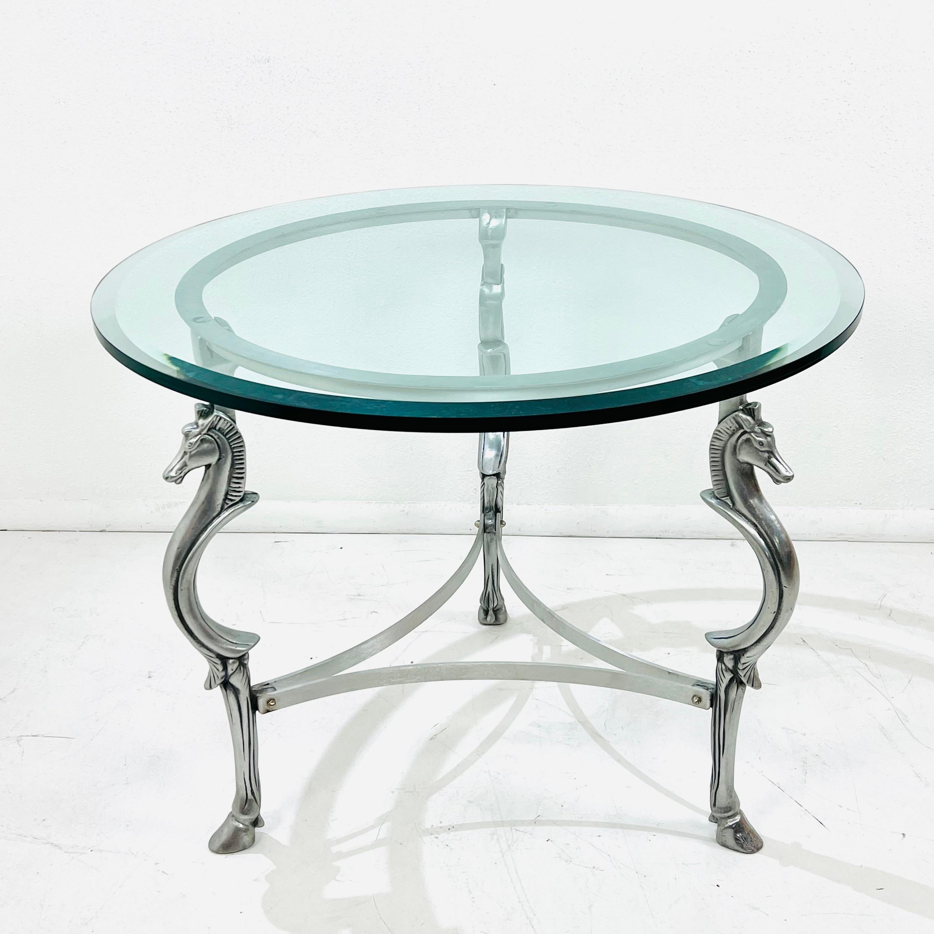 Cast Steel Horse Center Table in the Style of Maison Jansen In Good Condition For Sale In Dallas, TX