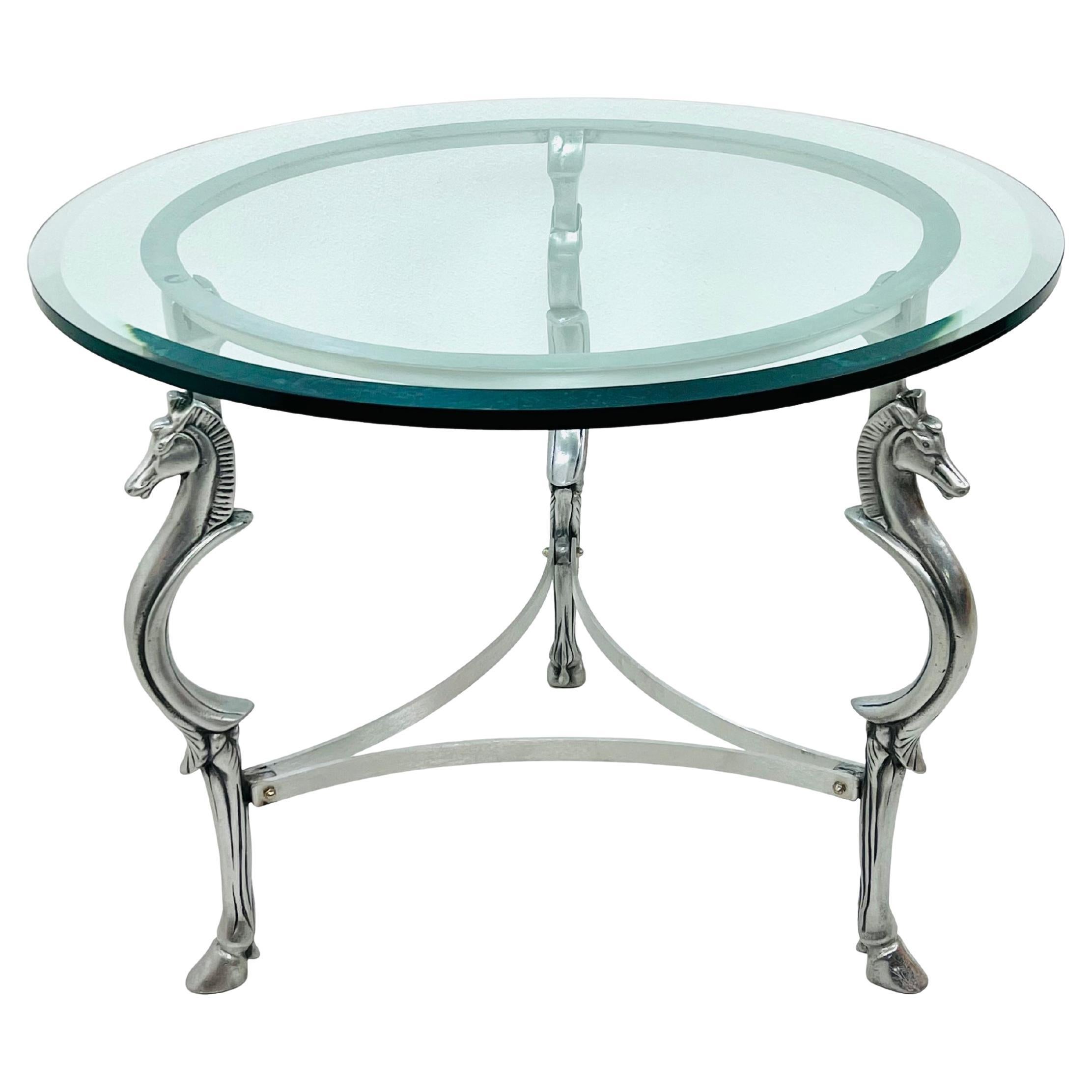 Cast Steel Horse Center Table in the Style of Maison Jansen For Sale