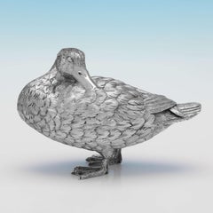 Paar Entenmodelle aus gegossenem Sterlingsilber - London 1992 Richard Comyns