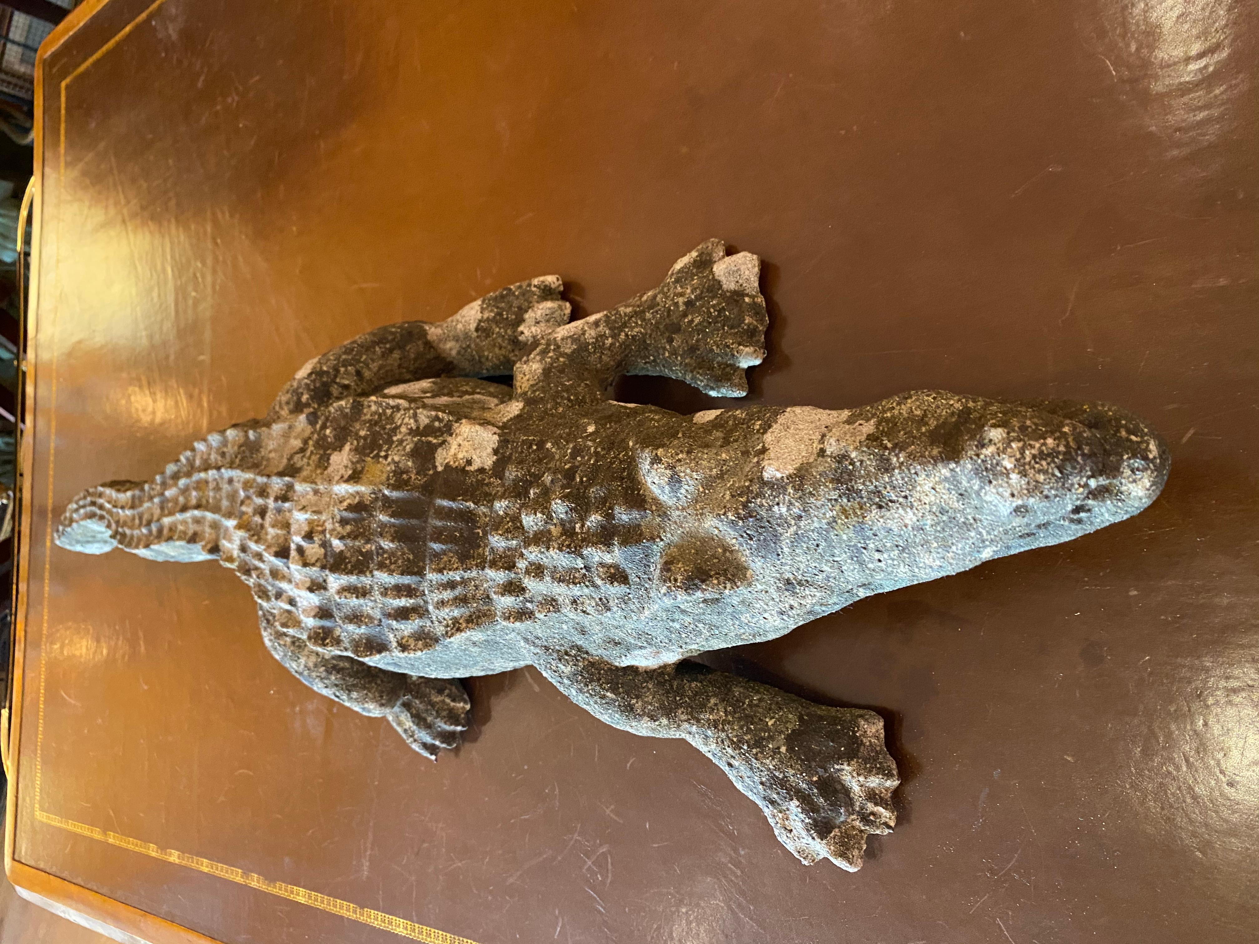 English Cast Stone Alligator