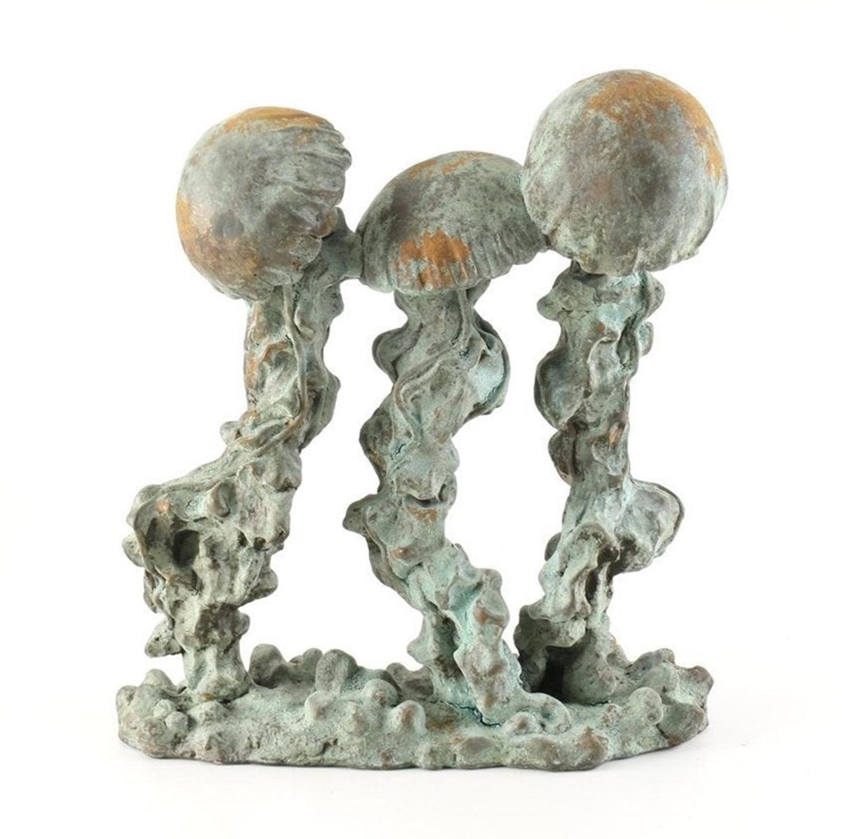 Mid-Century Modern Cast Stone and Bronze Jellyfish Sculpture by Listed Artist Attila Tivadar