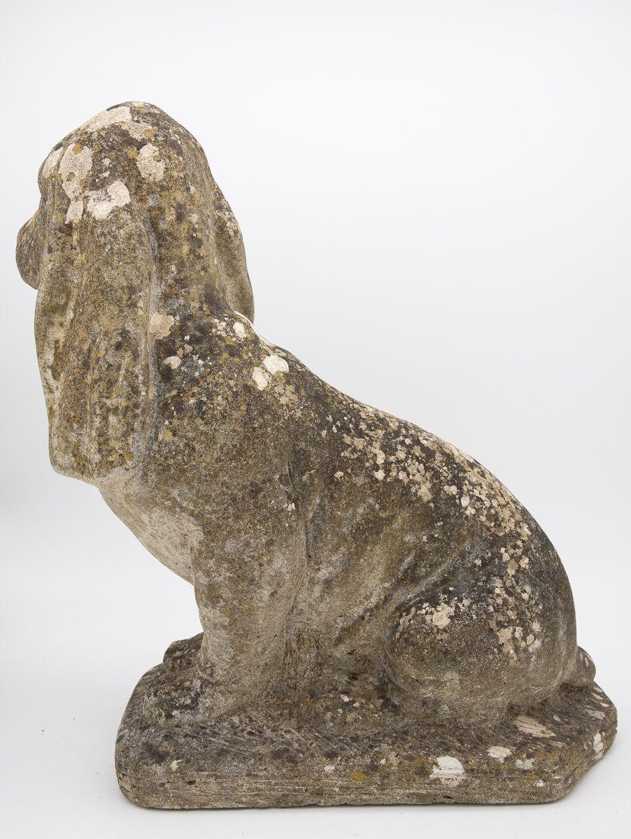 English Cast Stone Blood Hound Dog Garden Ornament For Sale