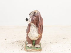 Cast Stone Blood Hound Dog Garden Ornament with Paint, Engand 1950s