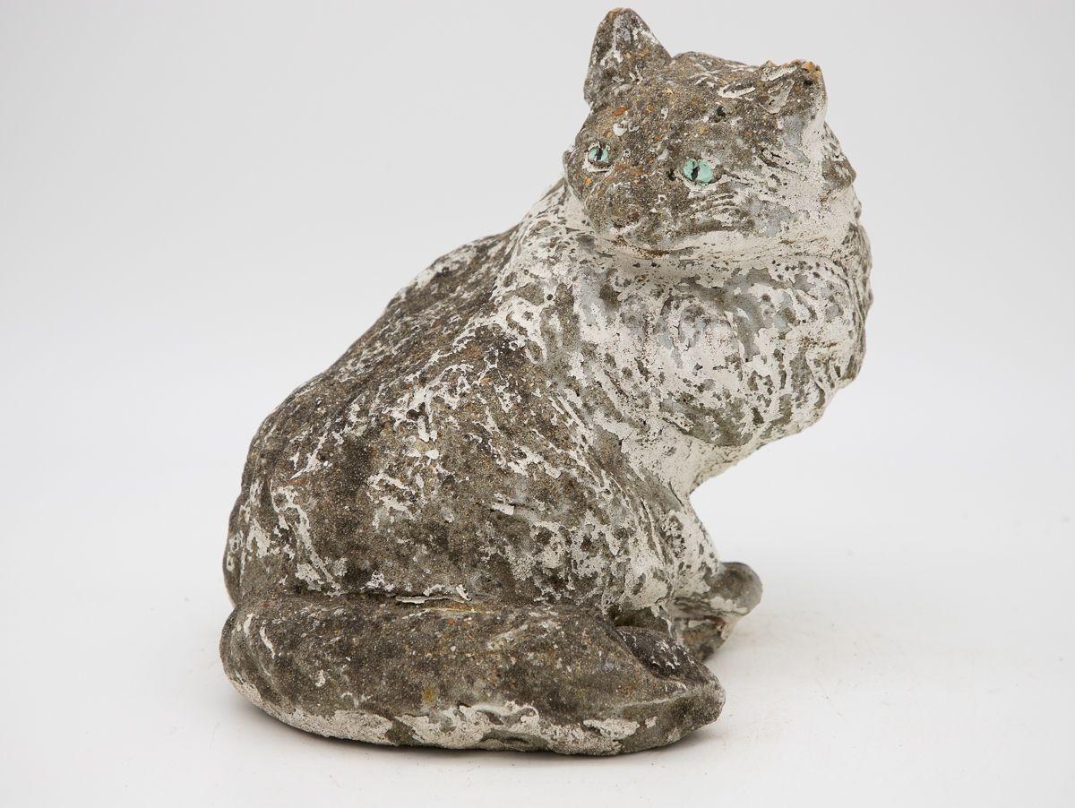 Cast Stone Cat Garden Ornament For Sale at 1stDibs