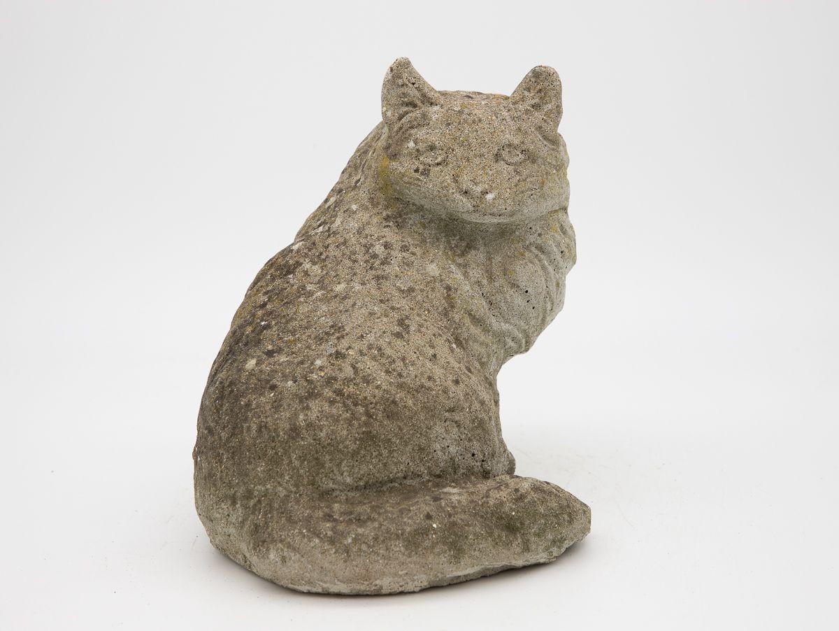 Cast Stone Cat Garden Ornament In Good Condition For Sale In South Salem, NY