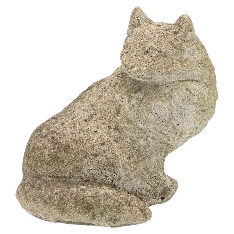 Cast Stone Cat Garden Ornament For Sale