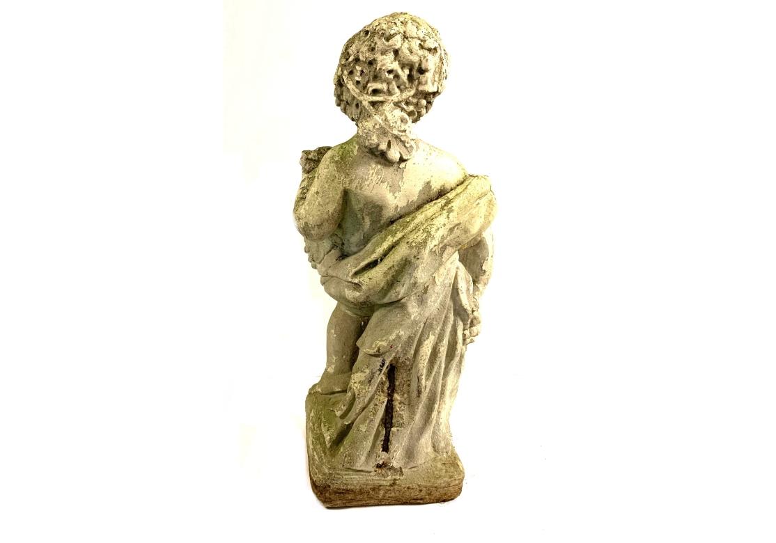 Statua da giardino di cherubino o putto in pietra fusa in vendita 7