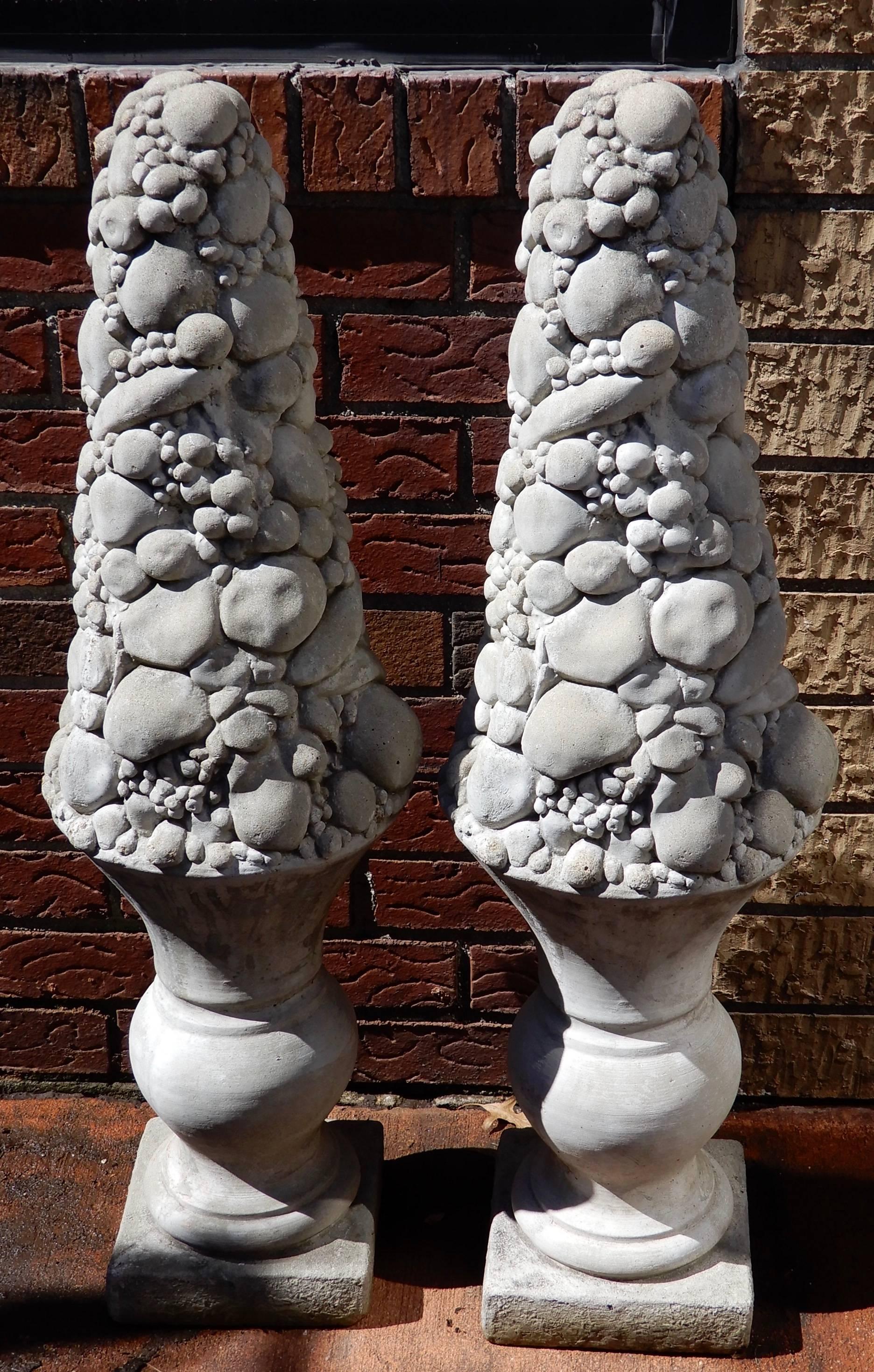 Cast Stone Columns or Topiaries In Good Condition For Sale In Long Island, NY
