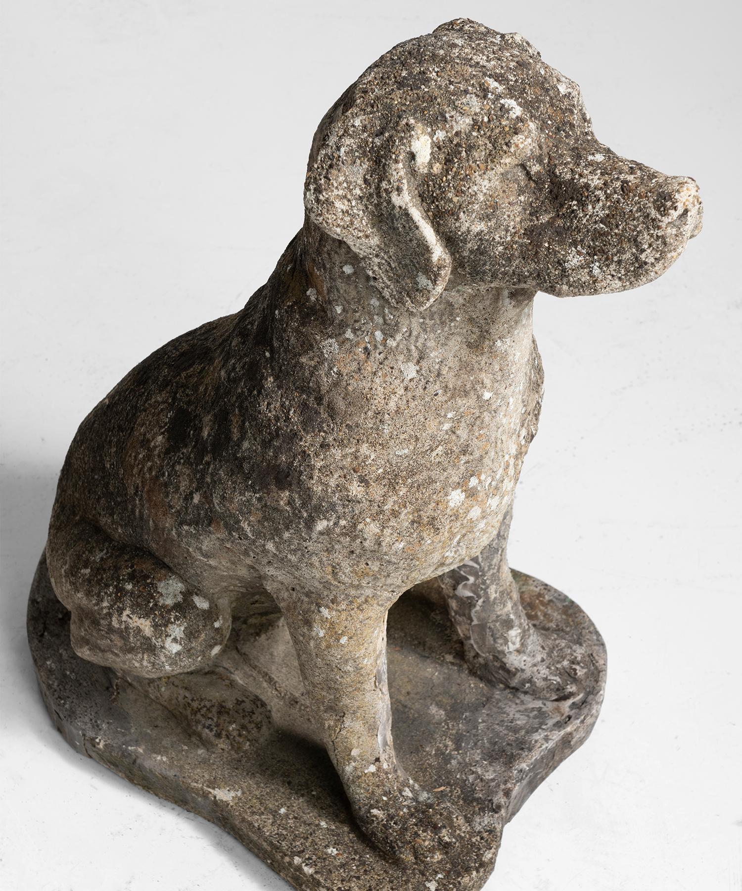 Cast Stone Dog In Good Condition In Culver City, CA