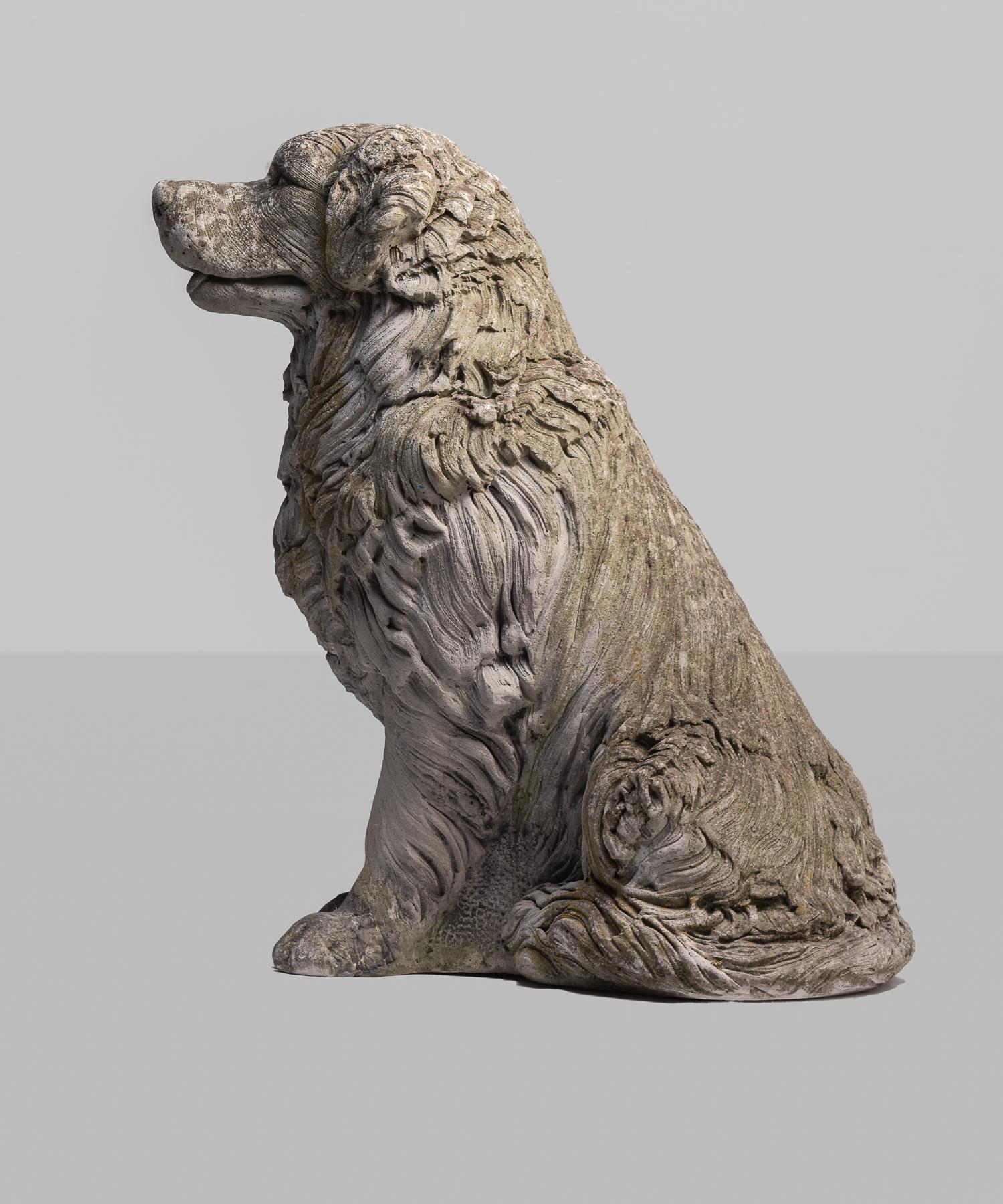20th Century Cast Stone Dog, France, circa 1950