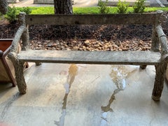 Cast Stone Faux Bois Garden Bench