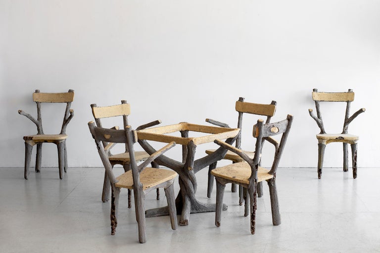 Cast Stone Faux Bois Garden Set at 1stDibs