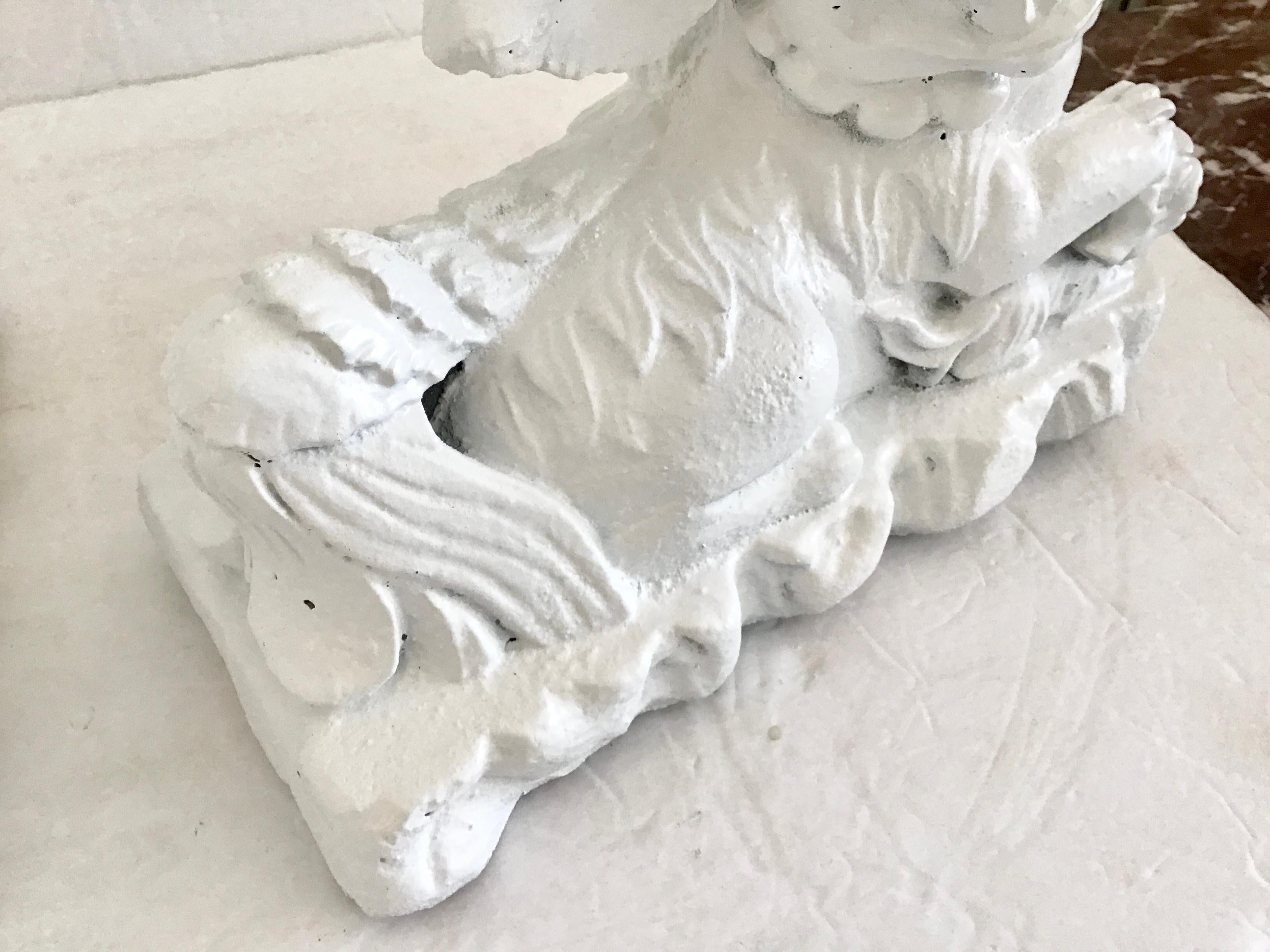 Cast Stone Foo Dogs Inn White Finish, a Pair For Sale 7