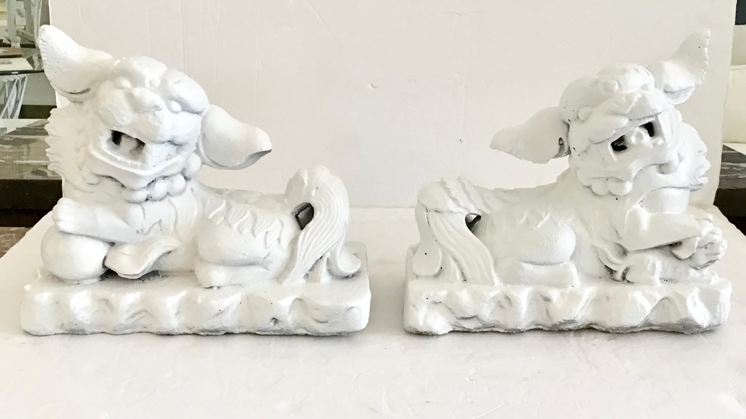 Other Cast Stone Foo Dogs Inn White Finish, a Pair For Sale