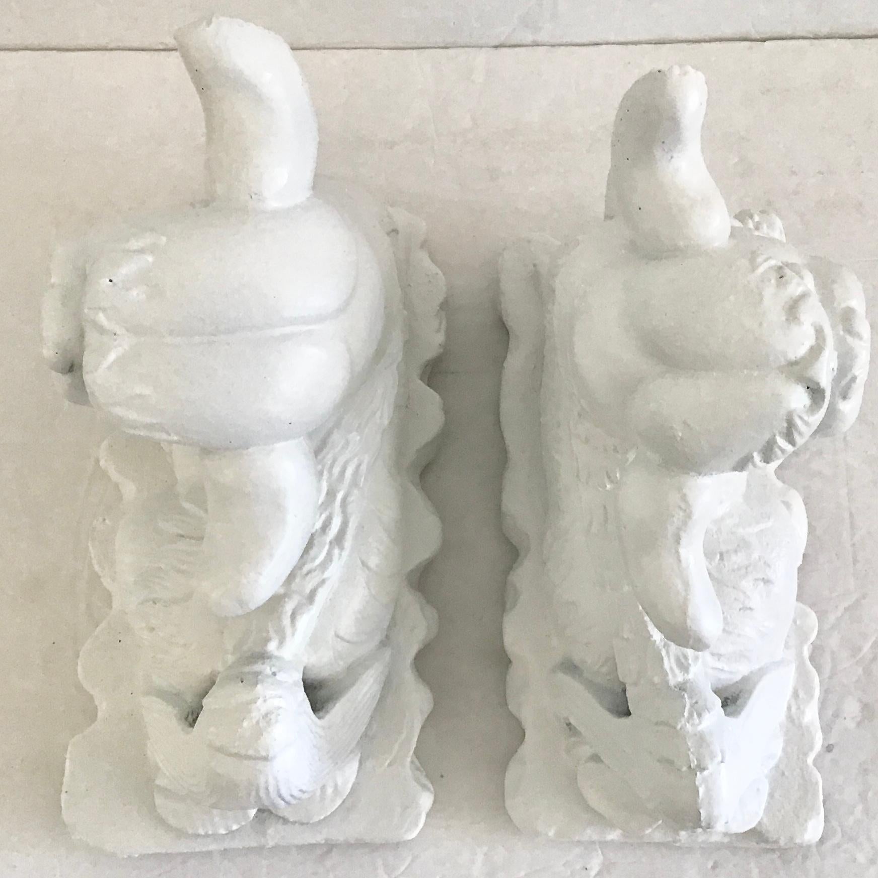 Cast Stone Foo Dogs Inn White Finish, a Pair For Sale 3