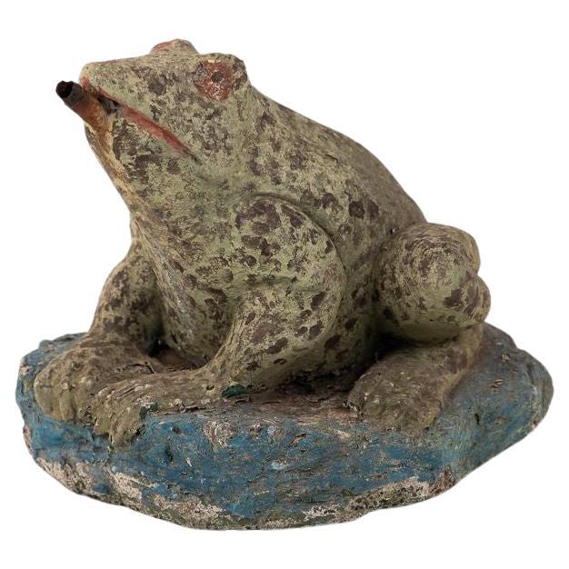 Pair of Large Bronze Frog Garden Ornaments Distressed Vintage Antique Style 