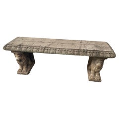 Cast Stone Garden Bench with Lion Bases