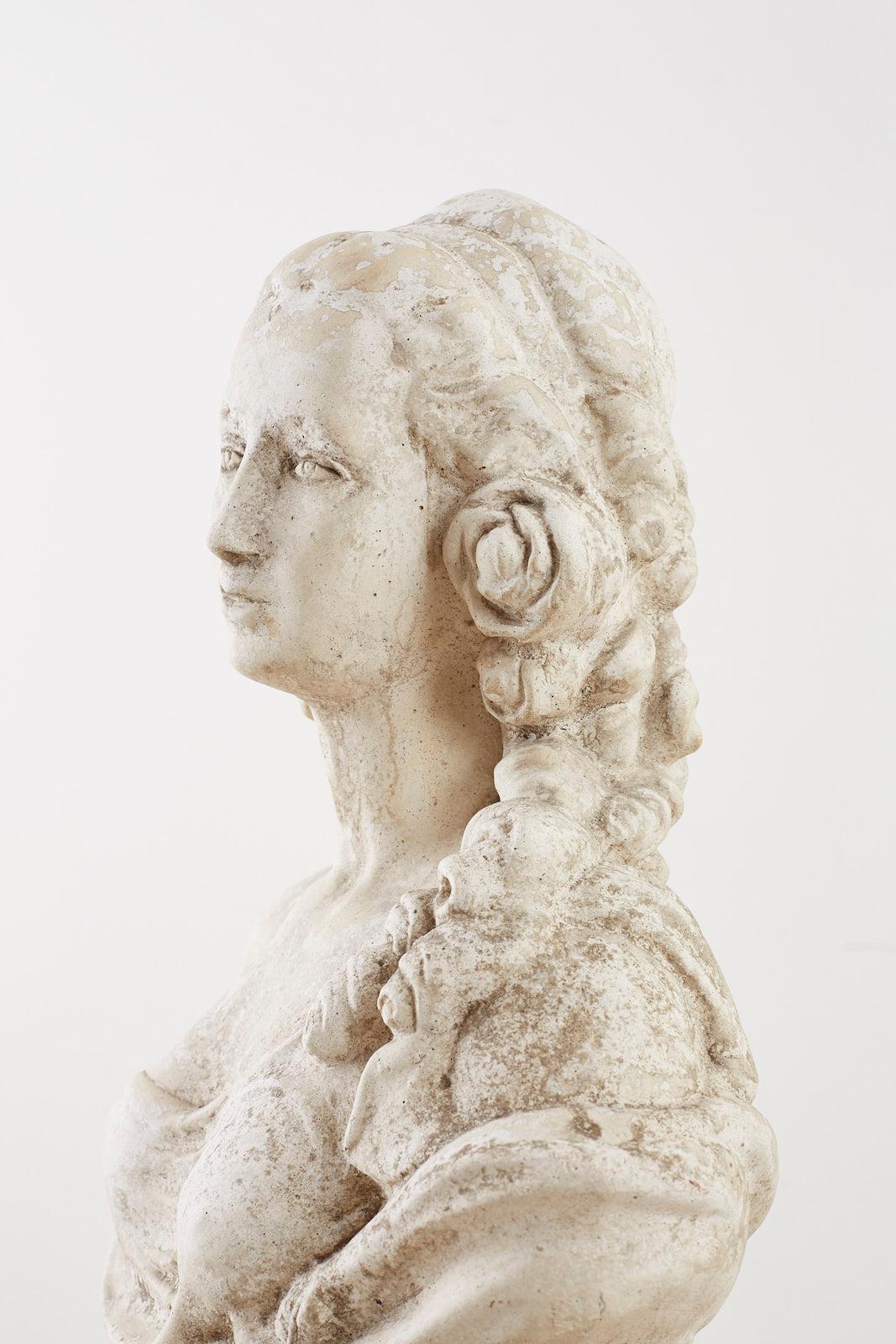 Cast Stone Garden Bust Sculpture of Marie Antoinette 3