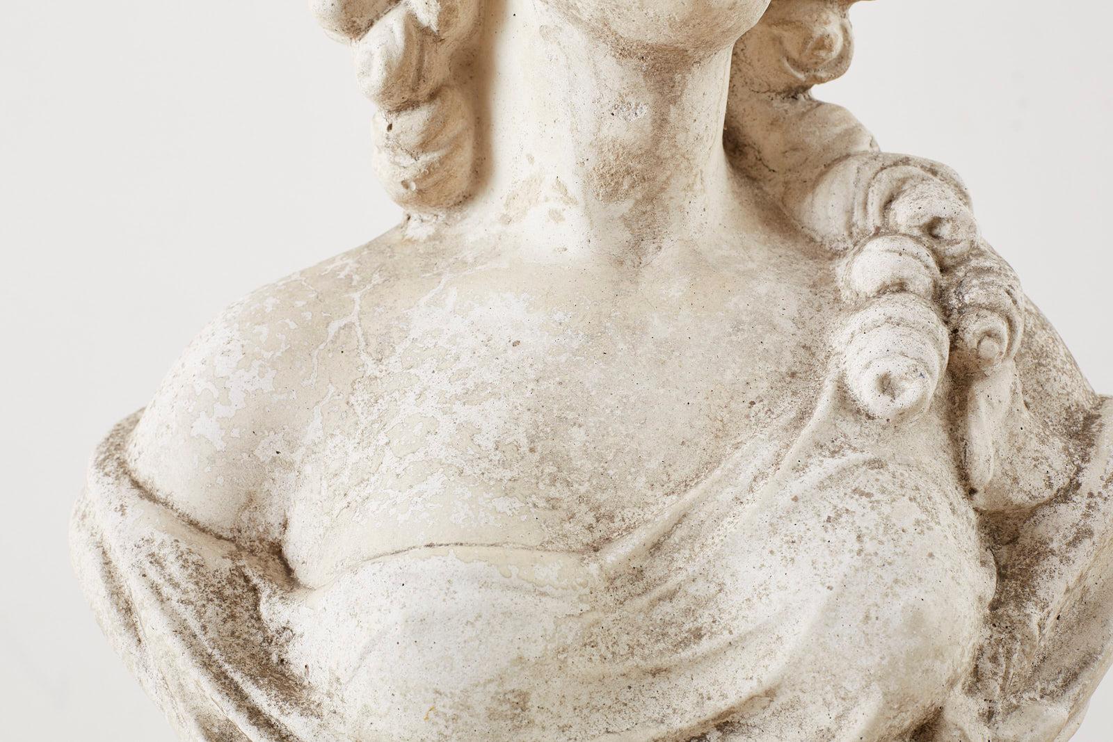 French Cast Stone Garden Bust Sculpture of Marie Antoinette