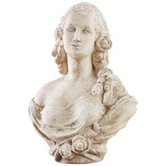 Buste de jardin en pierre moulée de Marie-Antoinette