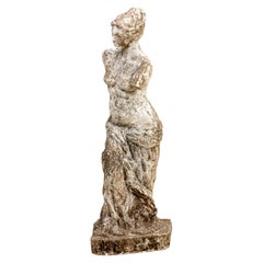 Cast Stone Garden Statue of Semi Nude Robed Figure