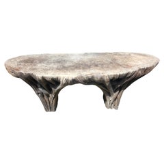 Cast Stone Garden Twig Root Bench Adirondack Styled One Piece