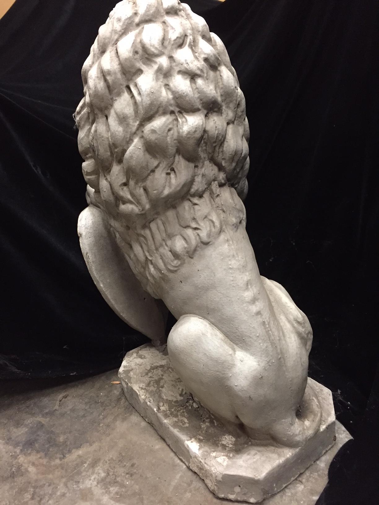 Cast Stone Lion with Shield For Sale 1