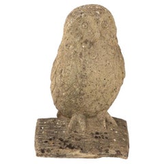 Vintage Cast Stone Owl Garden Ornament