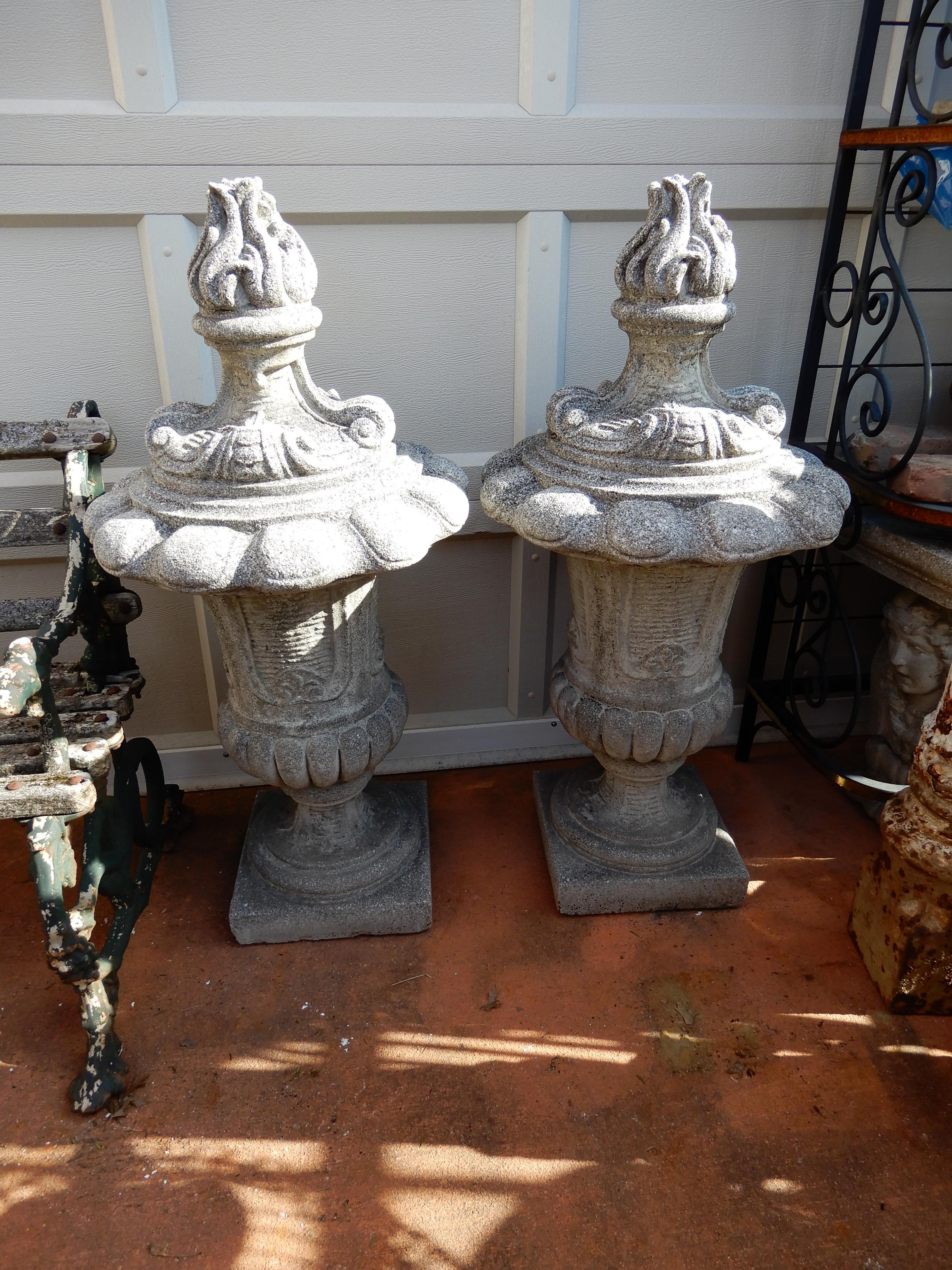 American Cast Stone Pair of Finials 45