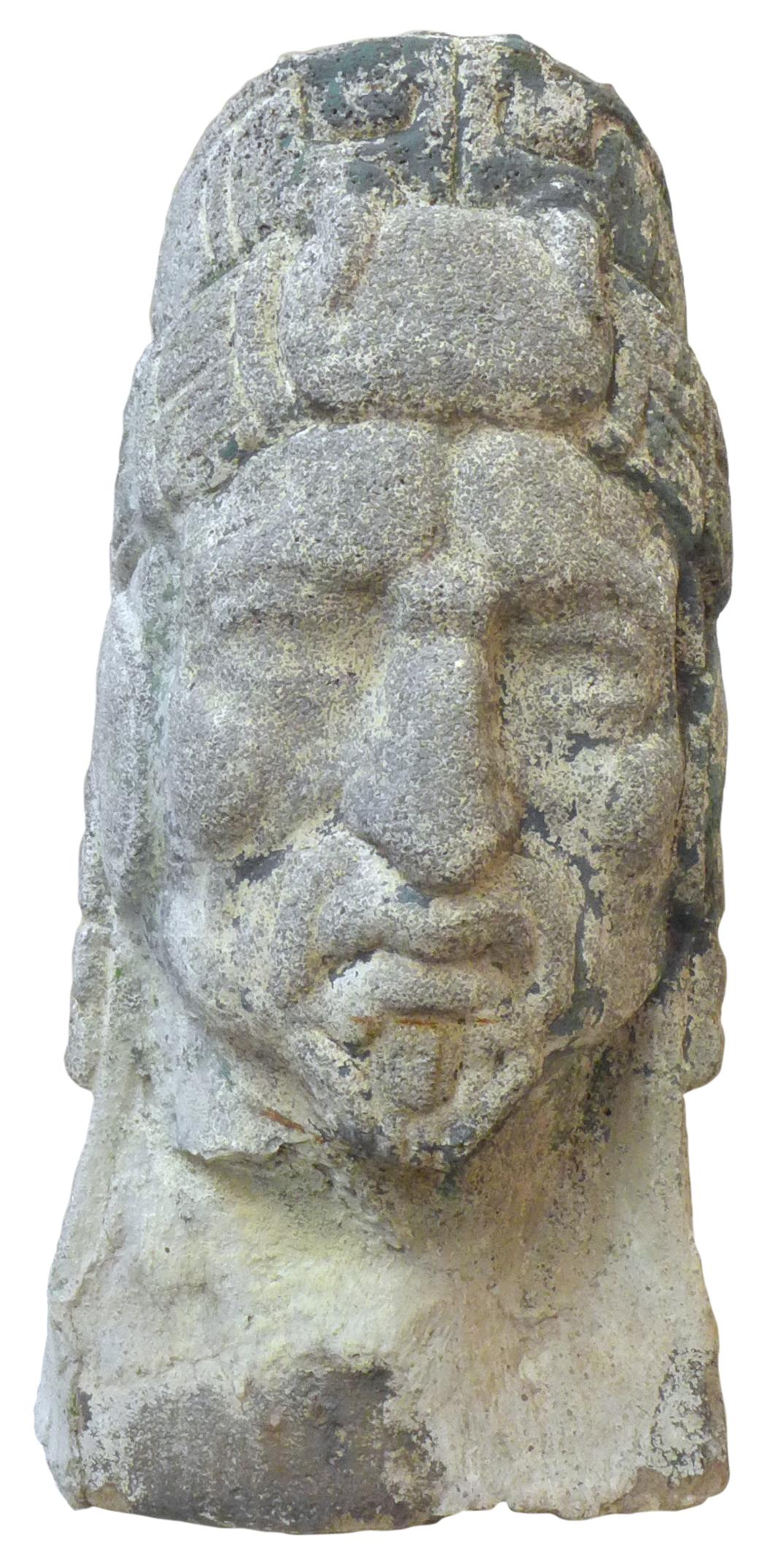 American Cast Stone Pre-Columbian Bust Planter For Sale