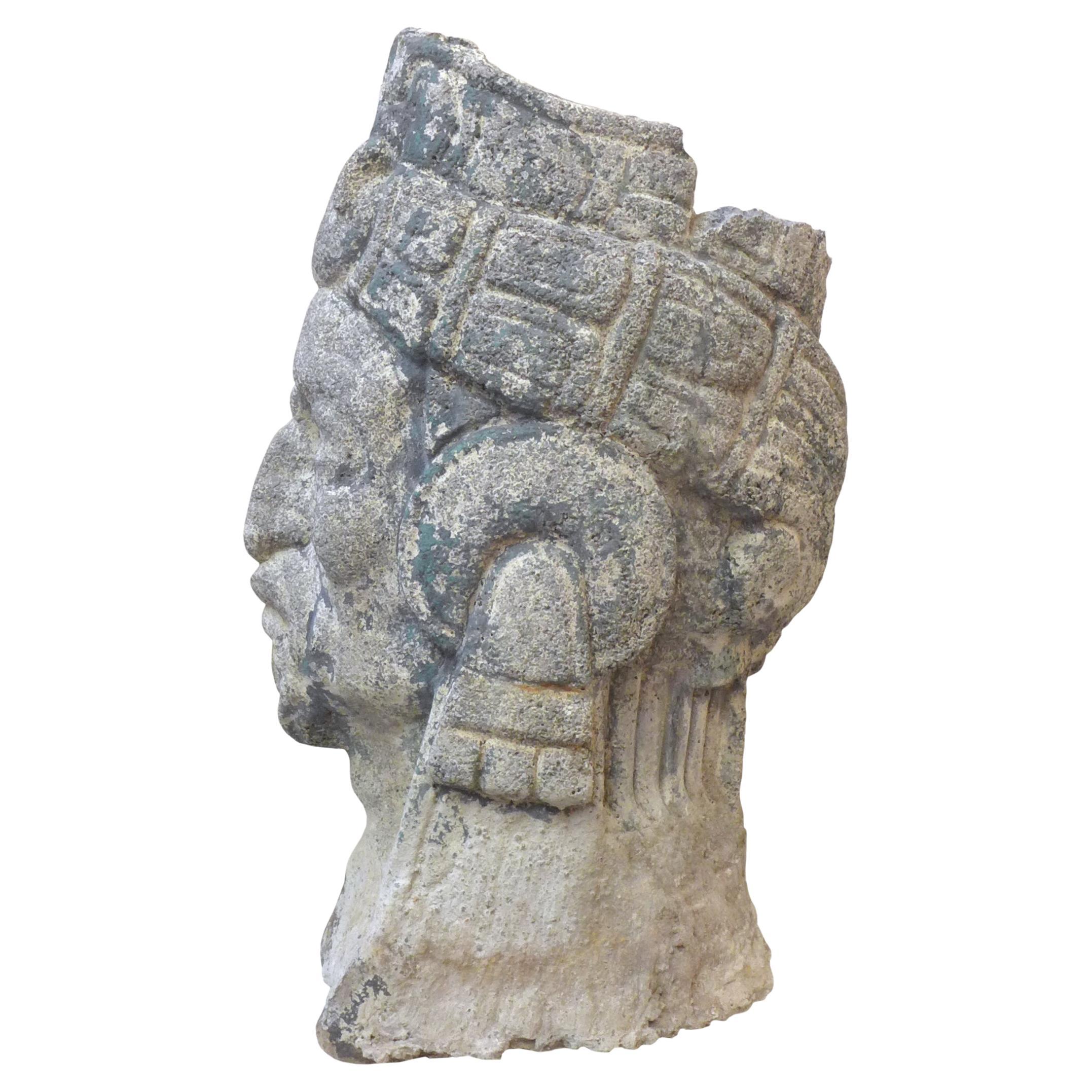 Cast Stone Pre-Columbian Bust Planter For Sale