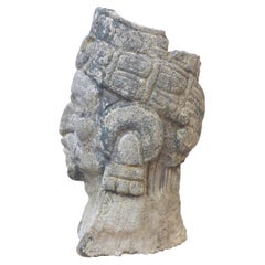 Vintage Cast Stone Pre-Columbian Bust Planter