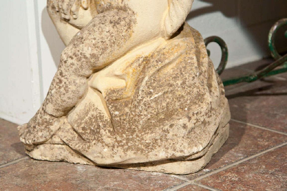 Cast Stone Putti Fountainhead In Good Condition For Sale In Stamford, CT