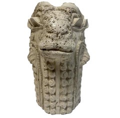 Cast Stone Ram's Head Sculpture