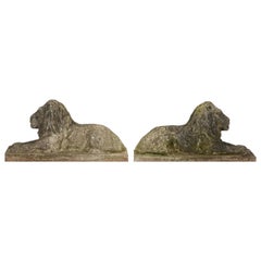 Cast Stone Recumbent Lions, 1950s
