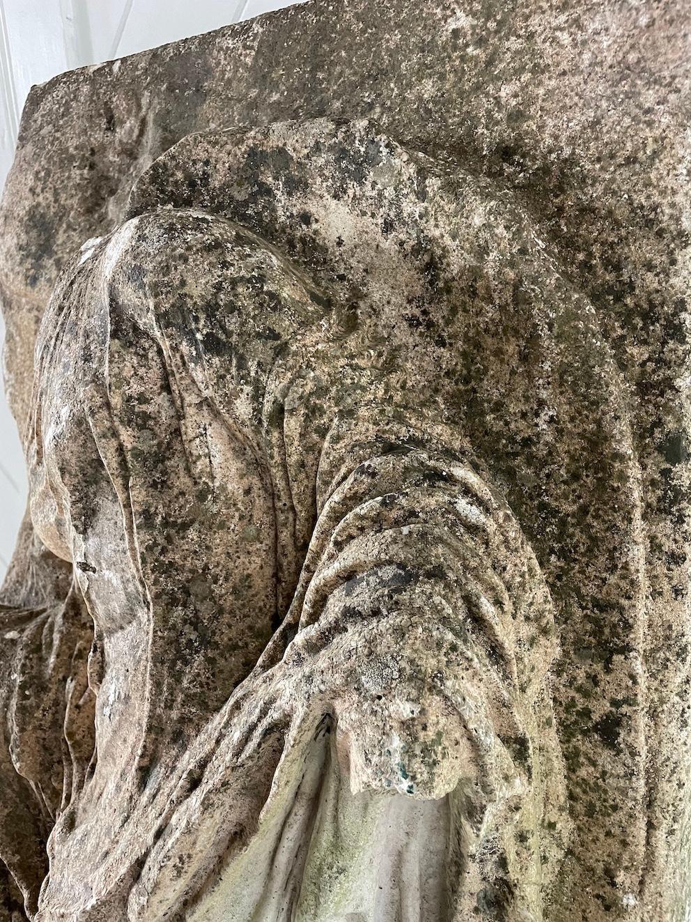 Classical Greek Cast Stone Relief Panel Depicting 'Nike' Adjusting Her Sandal For Sale