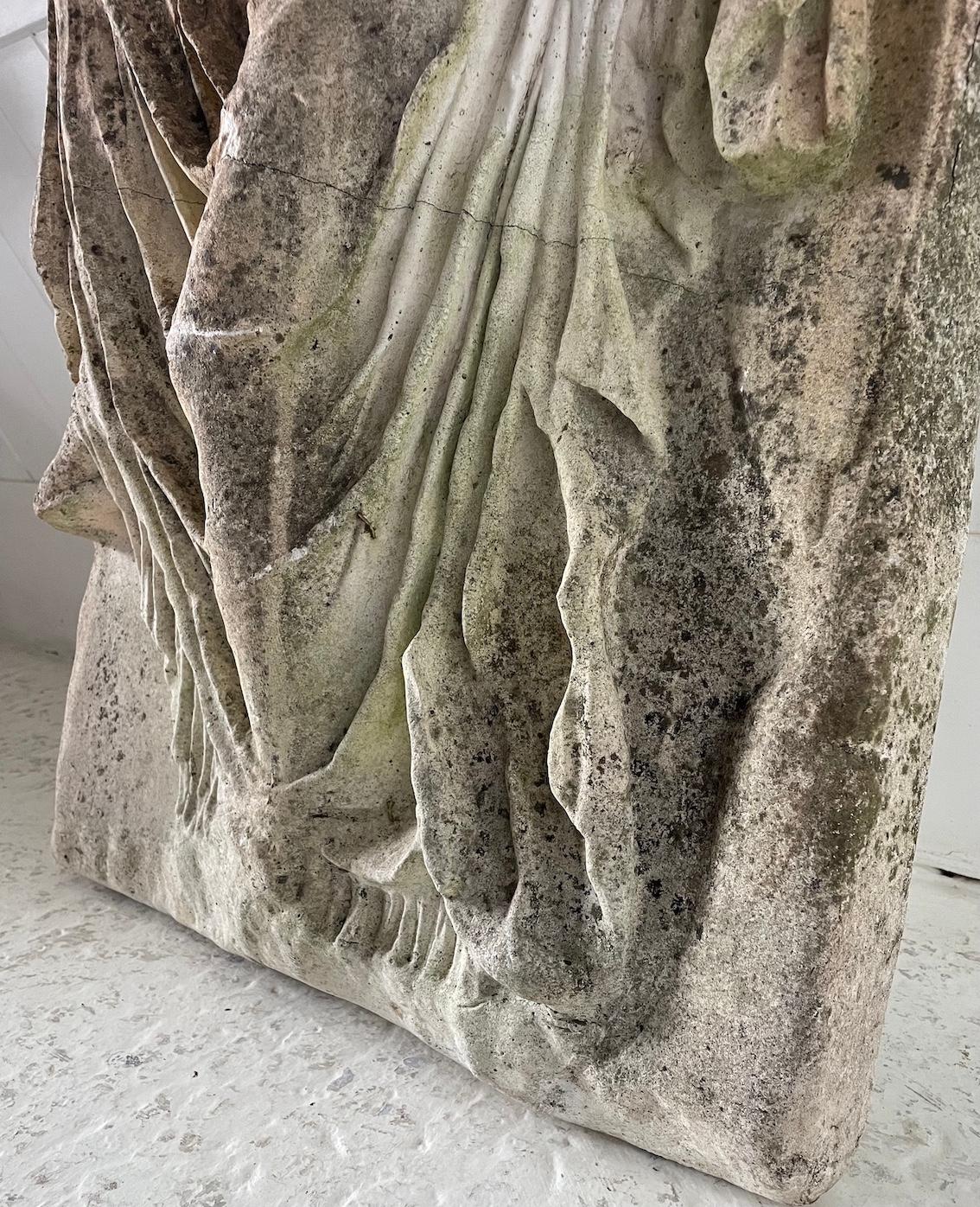 English Cast Stone Relief Panel Depicting 'Nike' Adjusting Her Sandal For Sale