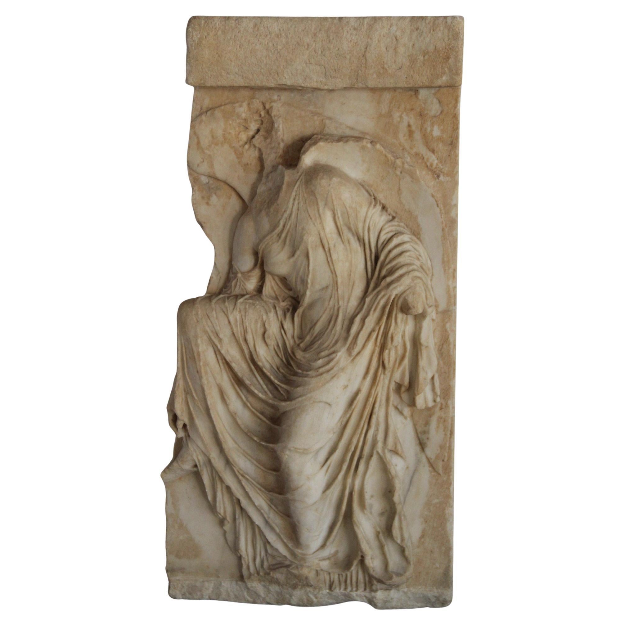 Cast Stone Relief Panel Depicting 'Nike' Adjusting Her Sandal For Sale 2