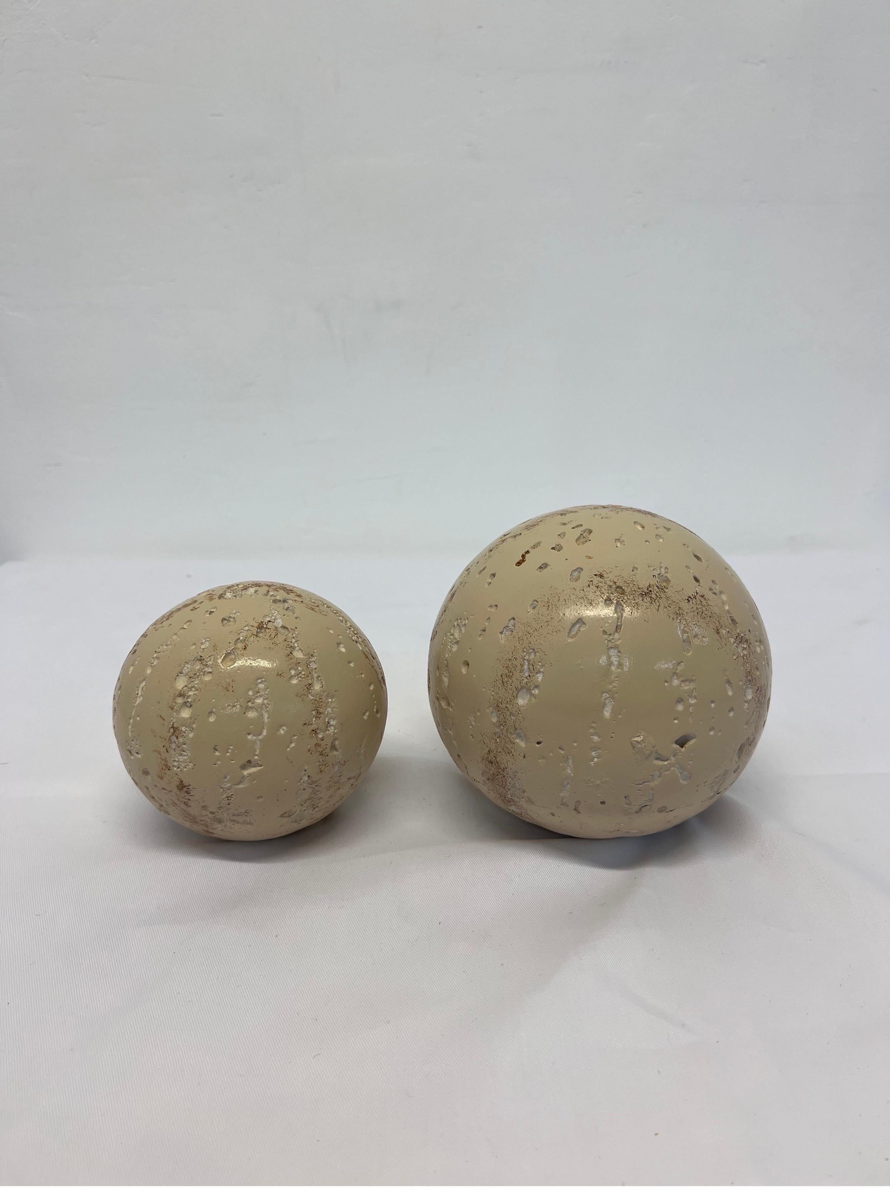 Mid-Century Modern Cast Stone Sphere Sculptures by Jaru - a pair For Sale