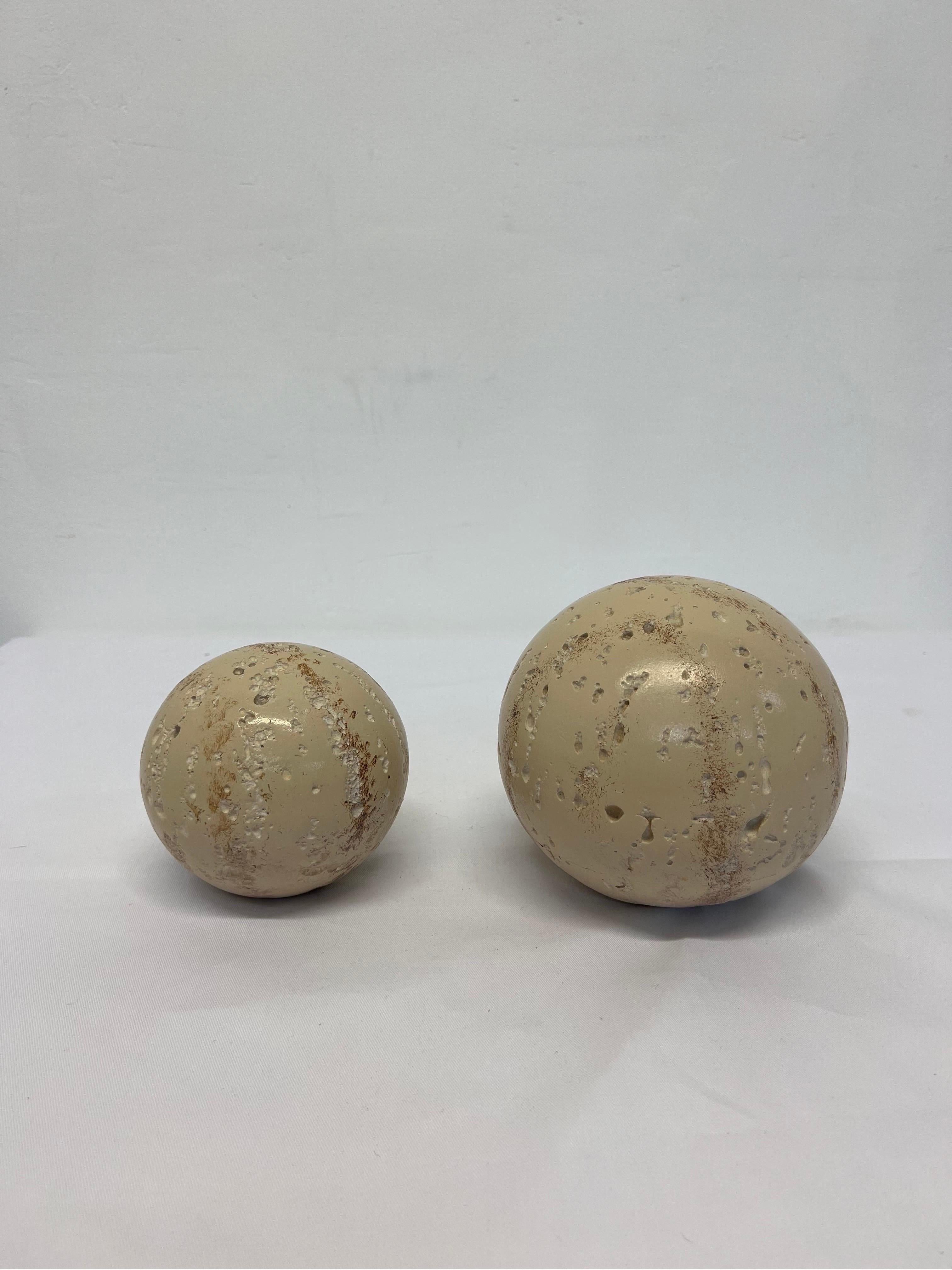 Cast Stone Sphere Sculptures by Jaru - a pair In Good Condition For Sale In Miami, FL