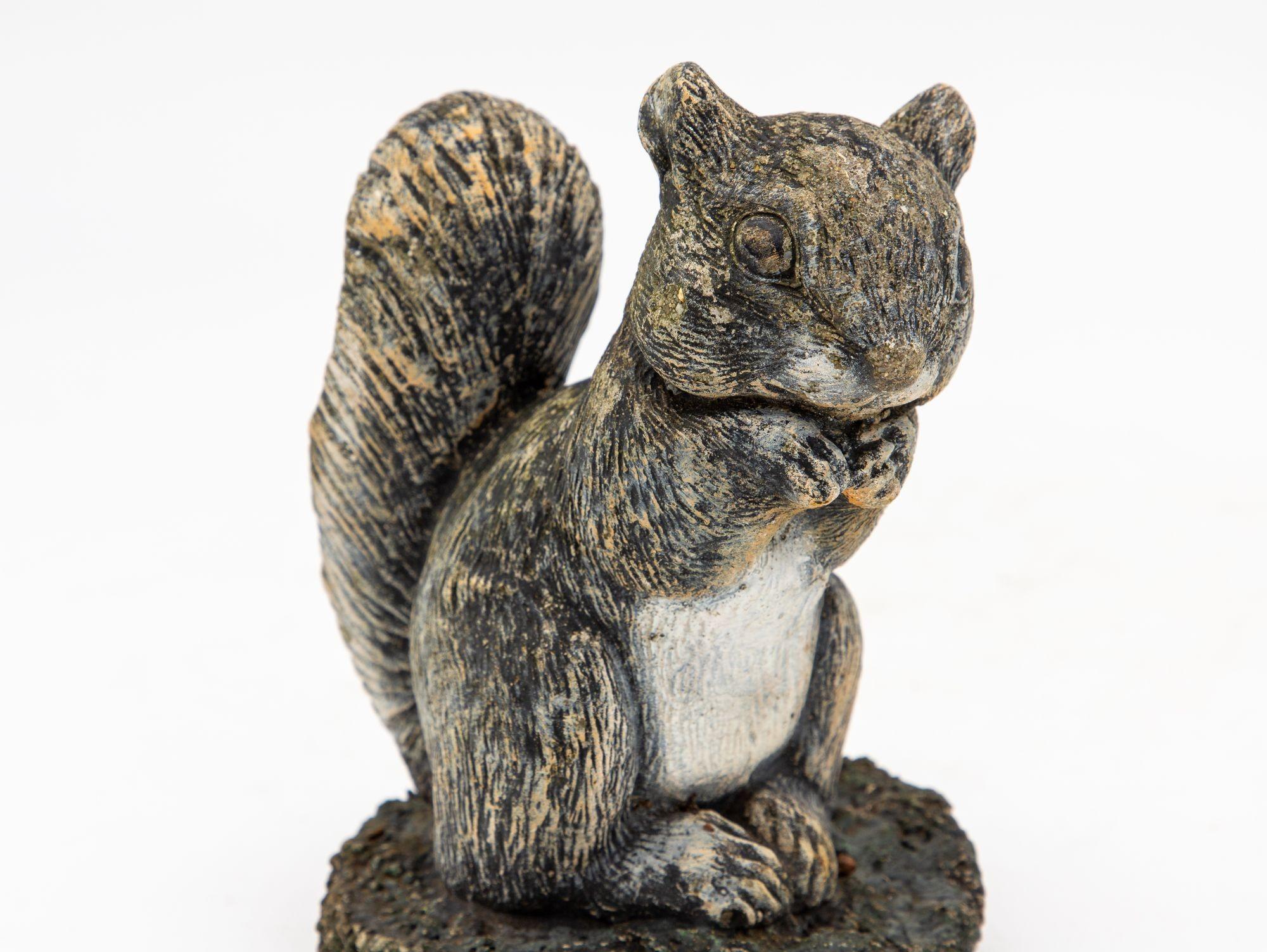 English Cast Stone Squirrel Garden Ornament, 20th Century
