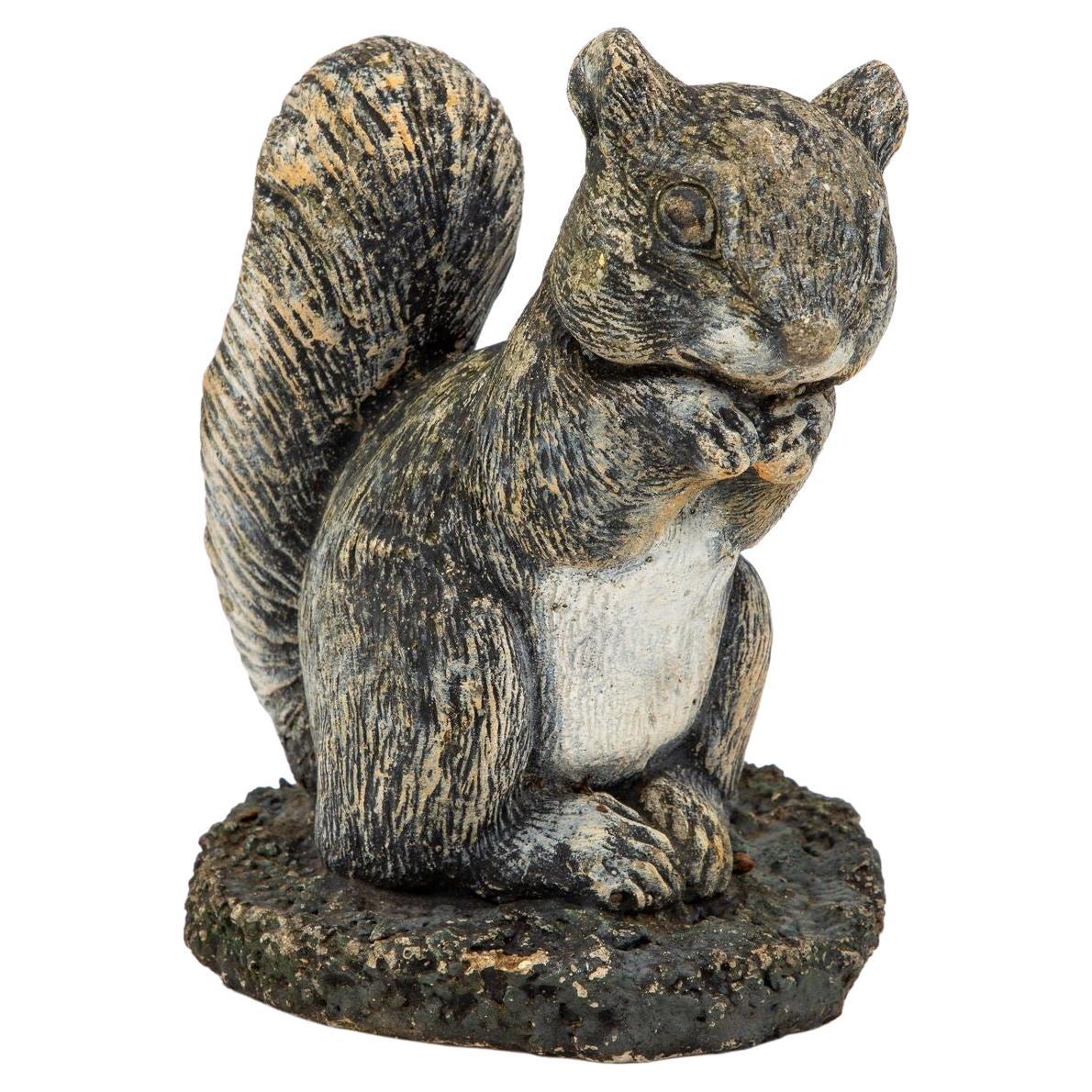 Cast Stone Squirrel Garden Ornament, 20th Century