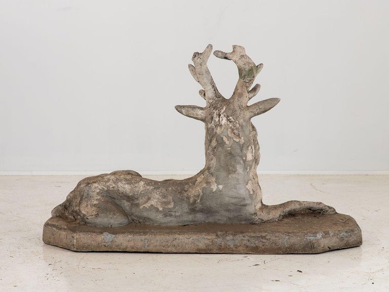 Cast Stone Stag Deer Garden Ornament For Sale at 1stDibs