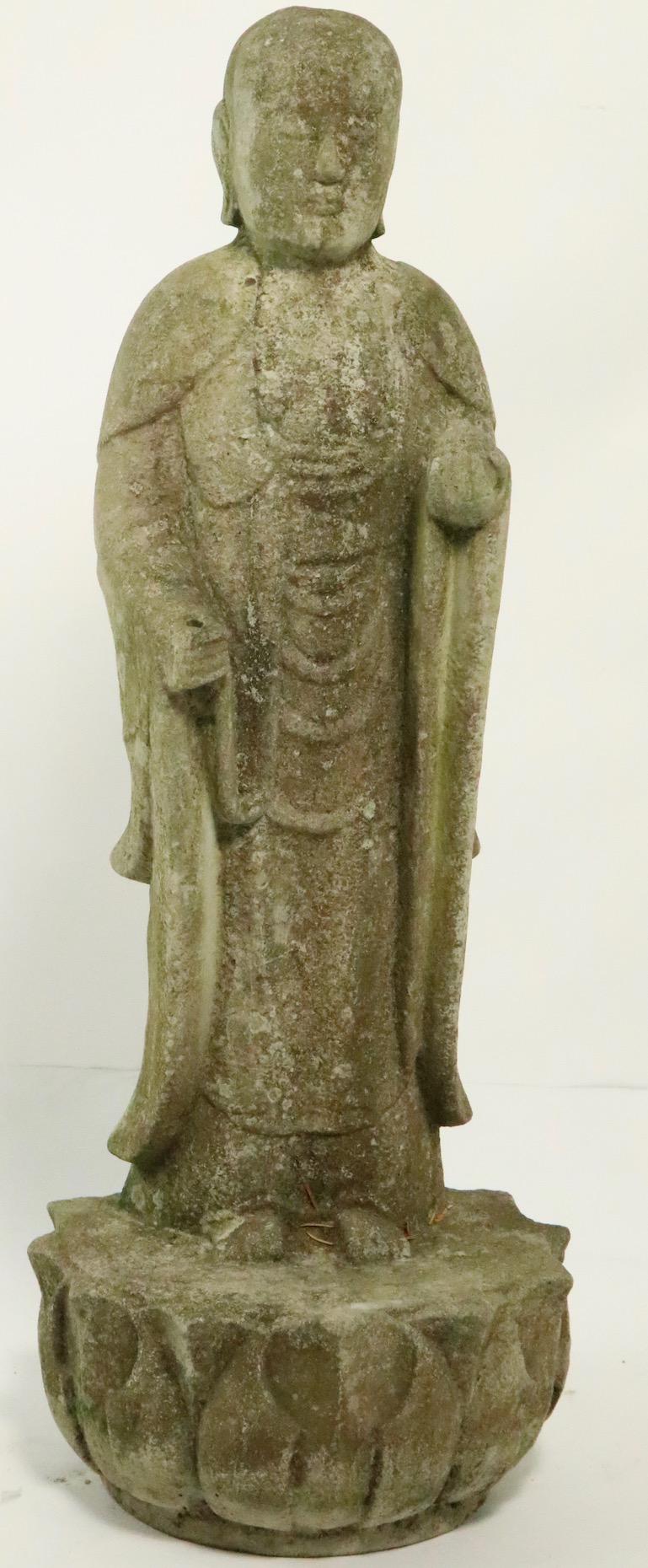 Cast Stone Standing Tibetan Buddha In Good Condition In New York, NY