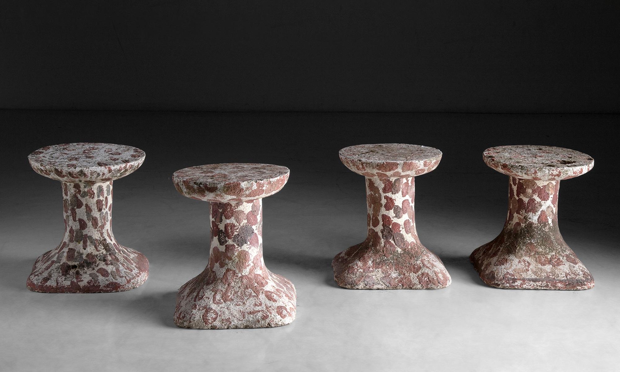 French Cast Stone Stools by Emile Taugourdeau, France circa 1970